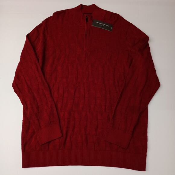 New Shaquille O'Neal 1/4 Zip Flag Red Pullover Sweater Men's Size 3XLT - Picture 1 of 7